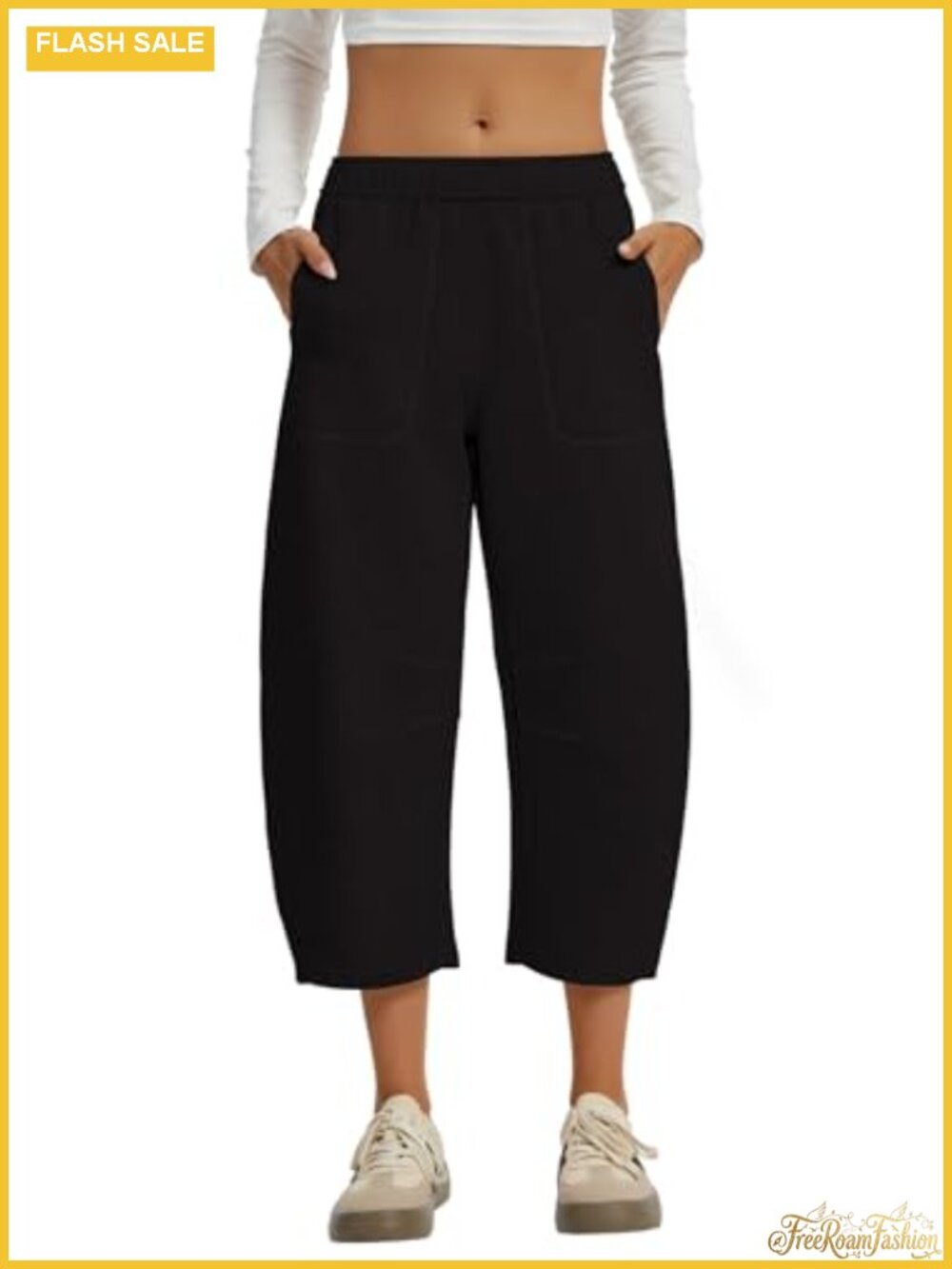 Women's Baggy Barrel Cropped Sweatpants Wide Leg Capri